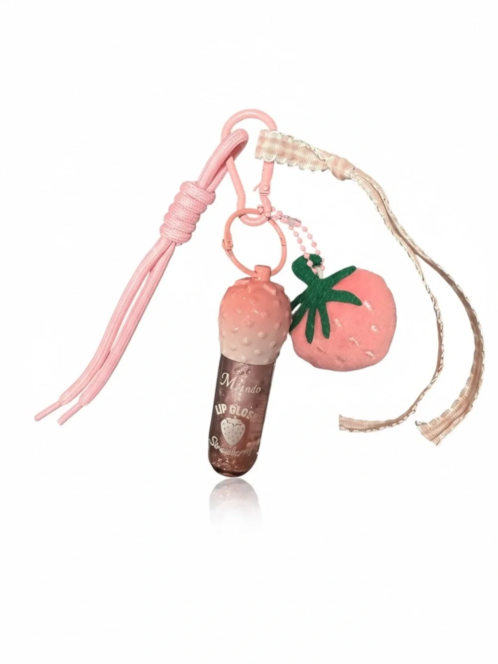 Strawberry Lip Gloss Bag charm Keychain Charm clasp